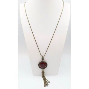 PREMIER DESIGNS Reversible Pendant Necklace w/ Removable Tassel Long Chain